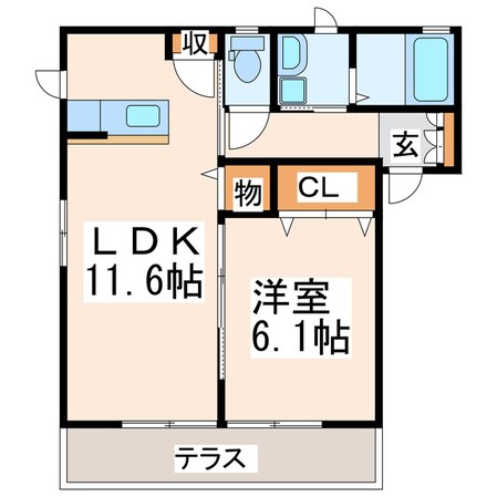 府内古閑 徒歩8分 1階の物件間取画像